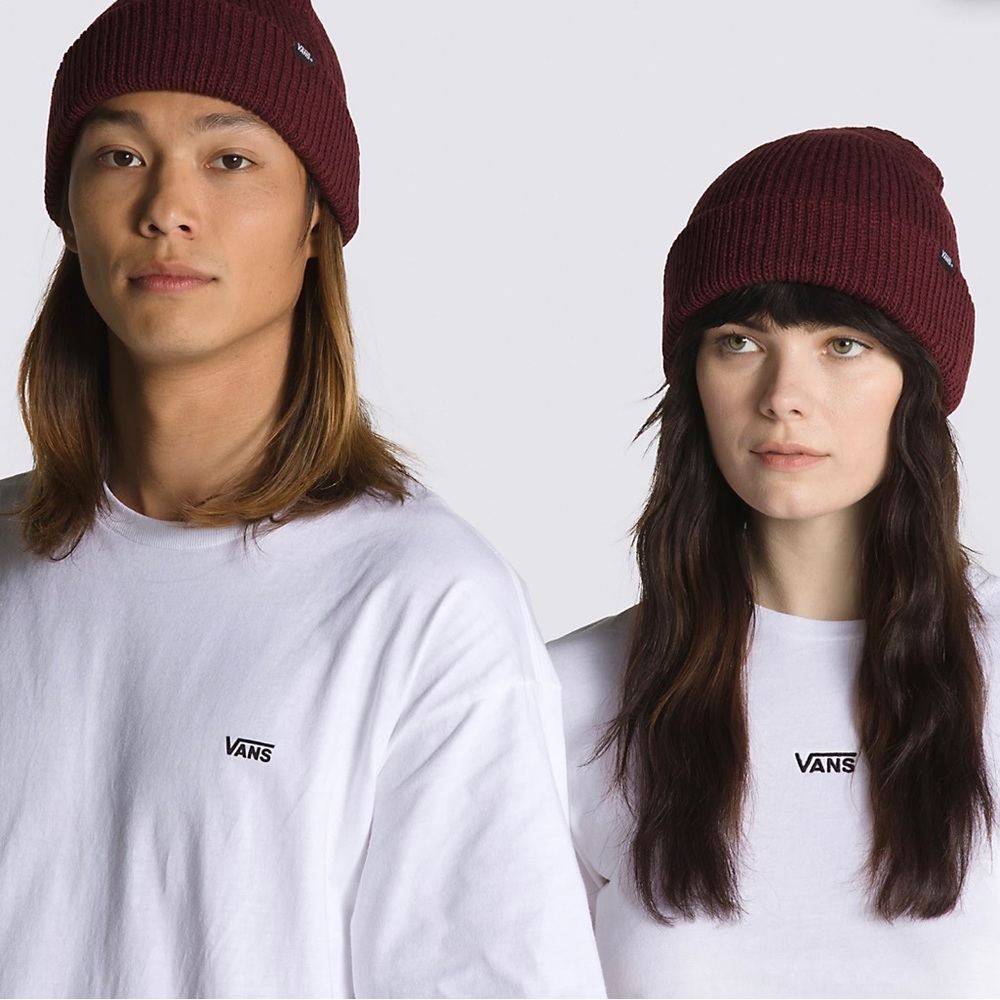 Vans Core Basics Beanies (Grey & Burgundy)